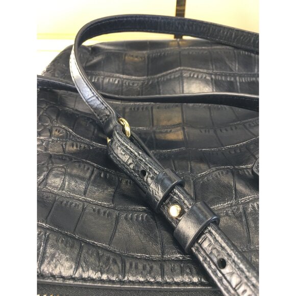 Cole Haan Crossbody Shoulder Purse Bag Genuine Leather Alligator Print Black  -N - Picture 13 of 16